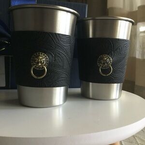 NEW Set of 2 Silver Stainless Steel Cups, 12 oz.